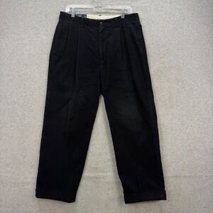 Polo Ralph Lauren Hammond Pants Mens 33x26* Navy Pleated Corduroy Cuffed Retro